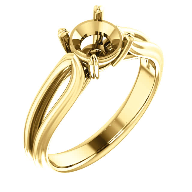14kt Yellow Gold Modern Split Shank Solitaire Engagement Ring ...