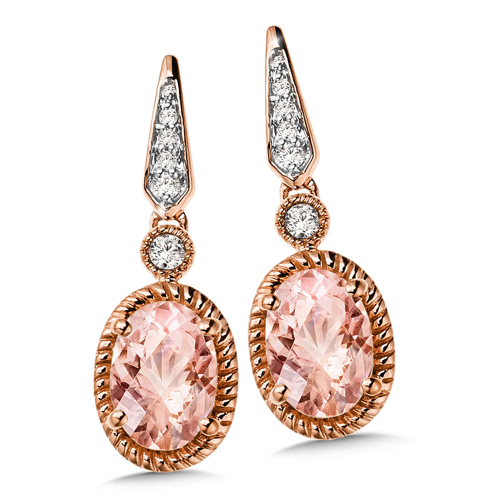 Morganite and Diamond Earrings in 14K Rose Gold (0.07 ct. tw ...