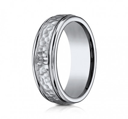 7mm Titanium Ring With Hammered Finish | A67502T