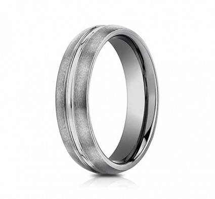 6mm Tungsten Ring With Satin Finish & High Polished Center | ACF56411TG