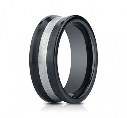 8mm Ceramic Concave Ring With Silver Inlay | ACF58482CM