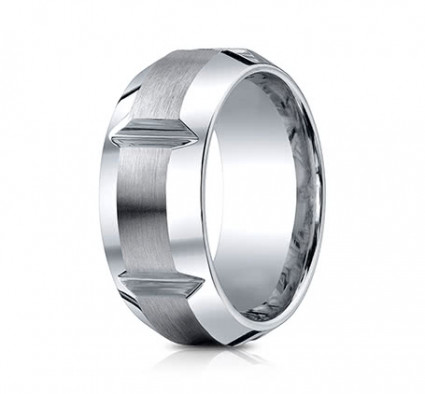 10mm Cobalt Ring With Satin Finish Sections & Beveled Edge | ACF610449CC