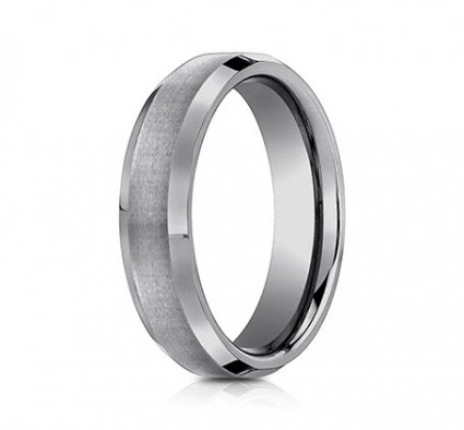 6mm Tungsten Ring With Satin Finish & Beveled Edges | ACF66416TG