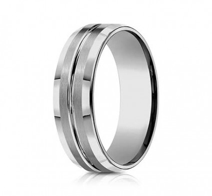 7mm Tungsten Ring With Satin Finish & High Polished Center | ACF67439TG