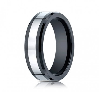 7mm Cobalt Ring With Ceramic Beveled Edge | ACF67860CMCC