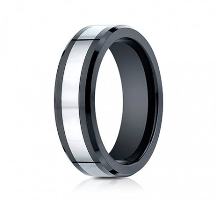 7mm Tungsten Ring With Ceramic Beveled Edge | ACF67860CMTG