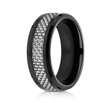8mm Black Cobalt with White Carbon Fiber Ring | ACF68901CFCC