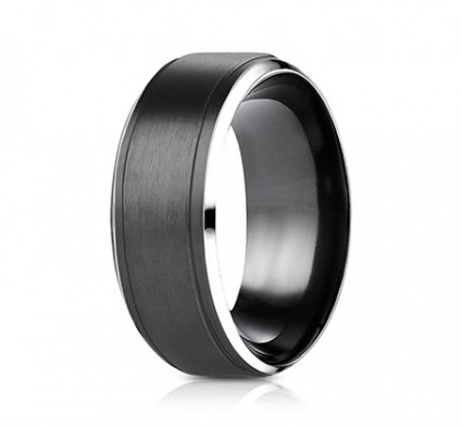 9mm Black Cobalt Ring With Satin Center & Beveled Edge | ACF69486BKCC