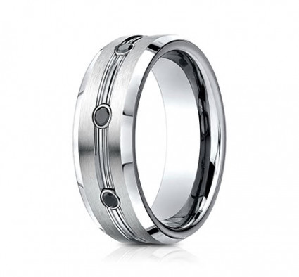 7.5mm Cobalt Ring With Satin Finish & Three Diamonds | ACF975622CC