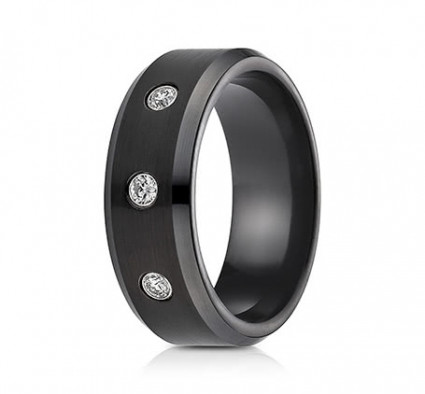 8mm Black Cobalt Diamond Ring | ACF98660BKCC