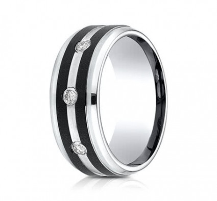 9mm Cobalt Ring with Three Diamonds | ACF995623CC