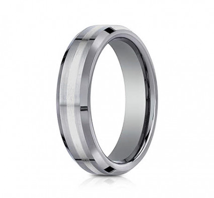 6mm Tungsten Ring With White Gold Inlay | AEWCF66426TG