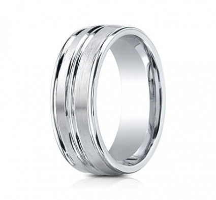 8mm Cobalt Ring With Satin Finish & High Polish Center & Edges | ARECF58180CC