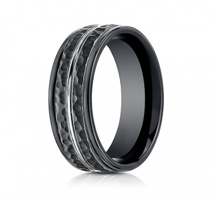 8mm Black Cobalt Ring With Hammered Finish | ARECF58186CC