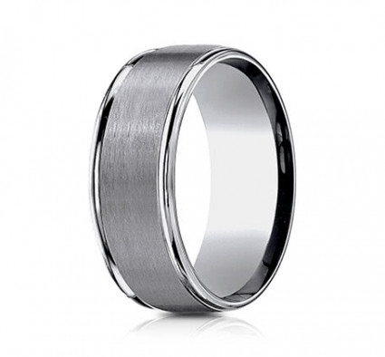 8mm Tungsten Ring With Satin Finish & High Polish | ARECF7802STG