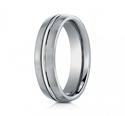 6mm Titanium Ring With Satin Finish & High Polished Center | ATI560T