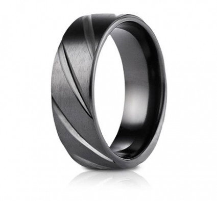 7.5mm Black Titanium Candy Cane Pattern Ring | ATICF67550BKT