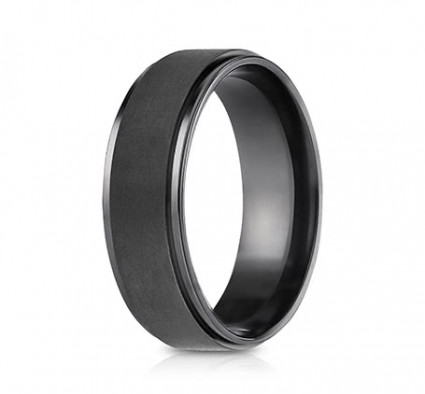 7mm Black Titanium Ring with Satin Finish | ATICF67891BKT
