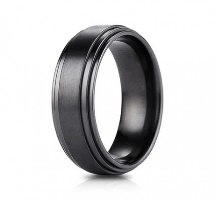 8mm Black Titanium Ring with High Polished Double Edge | ATICF68100BKT