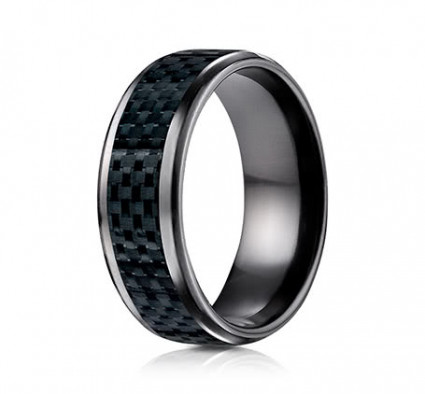 8mm Black Titanium Carbon Fiber Ring | ATICF68900CFBKT