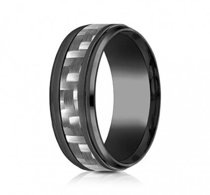 9mm Black Titanium Ring With Carbon Fiber | ATICF69488CFBKT