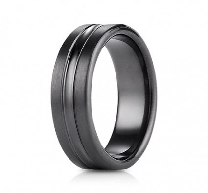 7.5mm Black Titanium Ring With High Polish Center | ATICF717505BKT