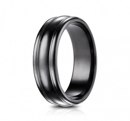 7.5mm Black Titanium Ring With Rounded Center | ATICF717554BKT