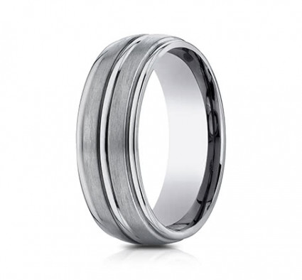 8mm Titanium Ring With Satin Finish & High Polish Center & Edges | ATIRECF58180T
