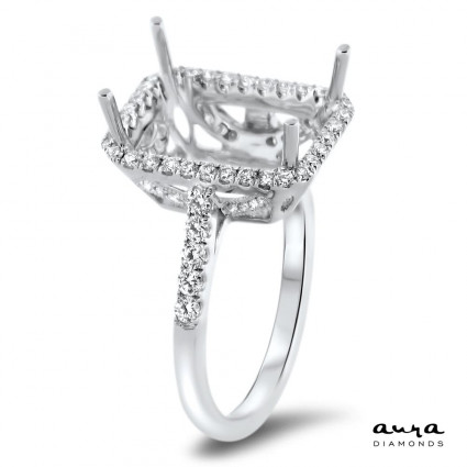 Rectangular Engagement Ring with Halo for 7 ct Stone | AR14-071