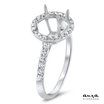 Round Halo Micro Pave Engagement Ring for 2 ct Stone | AR14-070