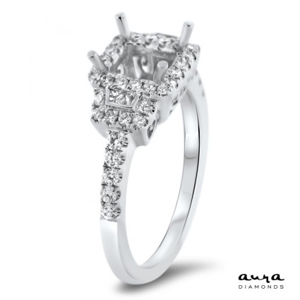 Square Halo Engagement Ring for 5.5 mm Center Stone | AR14-088