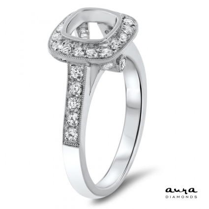 Cushion Halo Engagement Ring for 1.25ct Center Stone | AR14-066