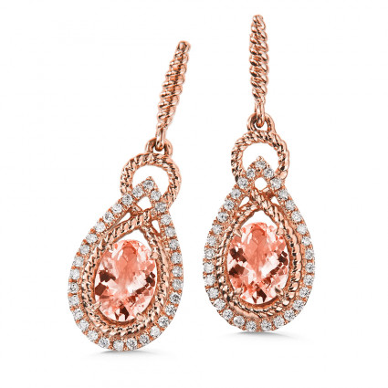 Morganite & Diamond Earrings in 14K Rose Gold | ACGE052P-DMRG