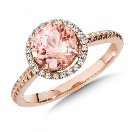 Morganite and Diamond Ring in 14K Rose Gold (0.14 ct. tw.) | ACGR087P-DMRG 
