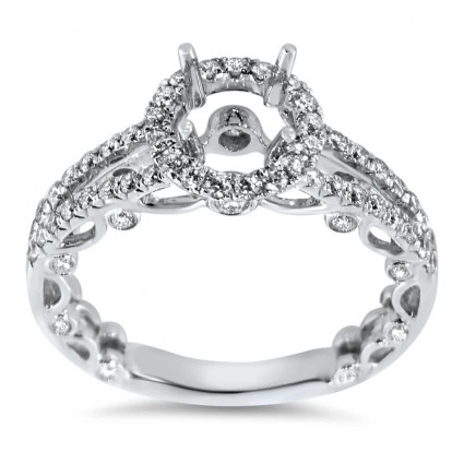 Round Halo Custom Engagement Ring for 1.5 ct Center Stone | AR14-090