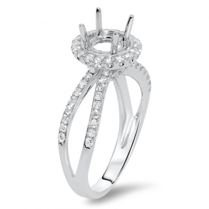 Round Halo Engagement Orbit Ring for 1.5 ct Stone | AR14-104