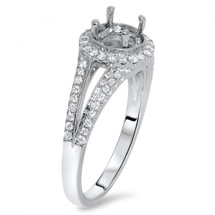 Round Halo Engagement Ring with Split Shank for 1.5 Carat Stone | AR14-170