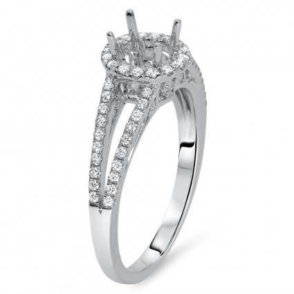 Round Halo Engagement Ring with Split Shank for 3/4ct Stone | AR14-197