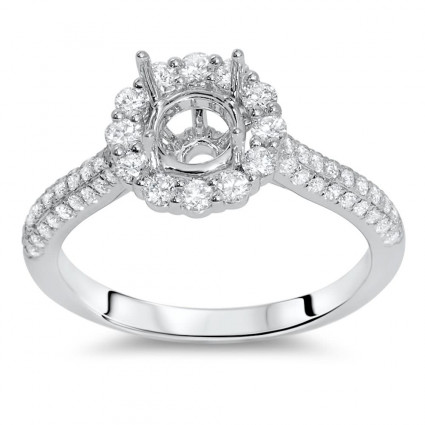 Pave Round Halo Engagement Ring for 1 ct Center Stone | AR14-165