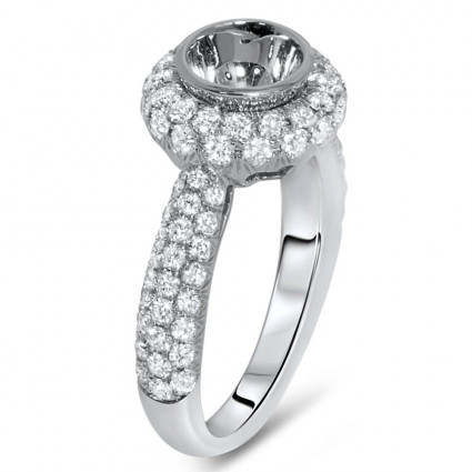 Round Halo Engagement Ring for 1.00ct Center Stone 1.27ct