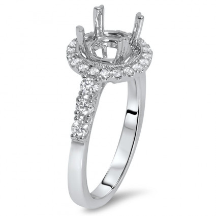 Round Halo Filigree Engagement Ring for 2 ct Stone | AR14-128