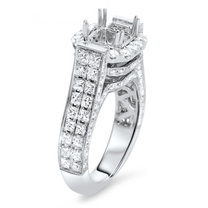 Square Halo Princess Engagement Ring for 2 ct Stone | AR14-127