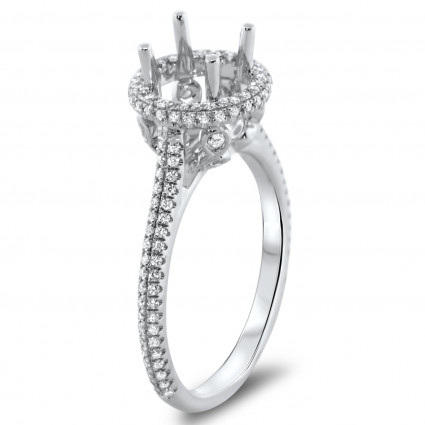 Round Halo Engagement Ring with Double Micro Pave for 1 Carat Stone | AR14-020