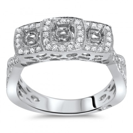 Past Present Future Pave Halo Engagement Ring 0.56ct | AR14-121