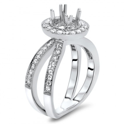 Round Halo Engagement Orbit Ring for 1 Carat Stone | AR14-144