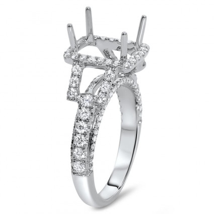 Rectangular Engagement Ring with Halo for 3 ct Stone | AR14-057