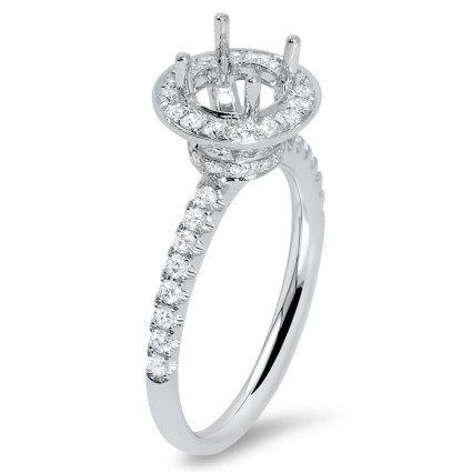 Round Halo MicroPave Engagement Ring for 1ct Stone | AR14-139