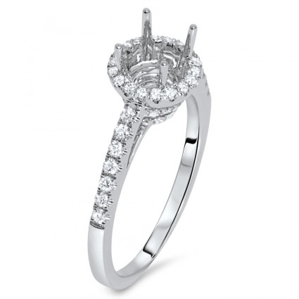 Round Halo Engagement Ring with Side Stones for 1ct Stone | AR14-137