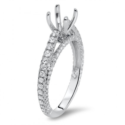 Micro Pave Engagement Ring with Side Stones for 1ct Stone | AR14-210