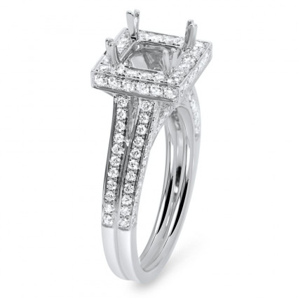 Square Halo Micro Pave Engagement Ring for 1ct Stone | AR14-183